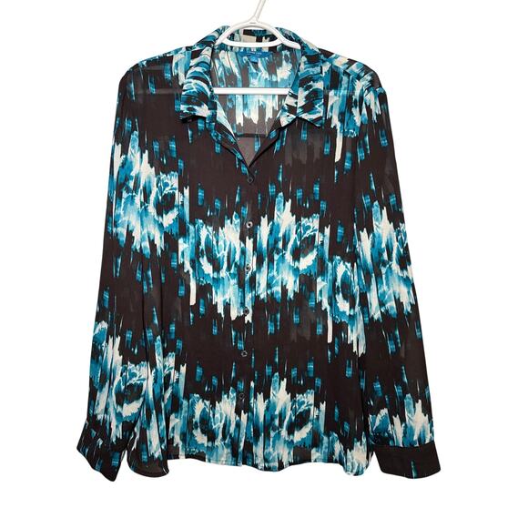 Derek Lam abstract button down long sleeve shirt womens XL artsy boho eclectic - Picture 1 of 6